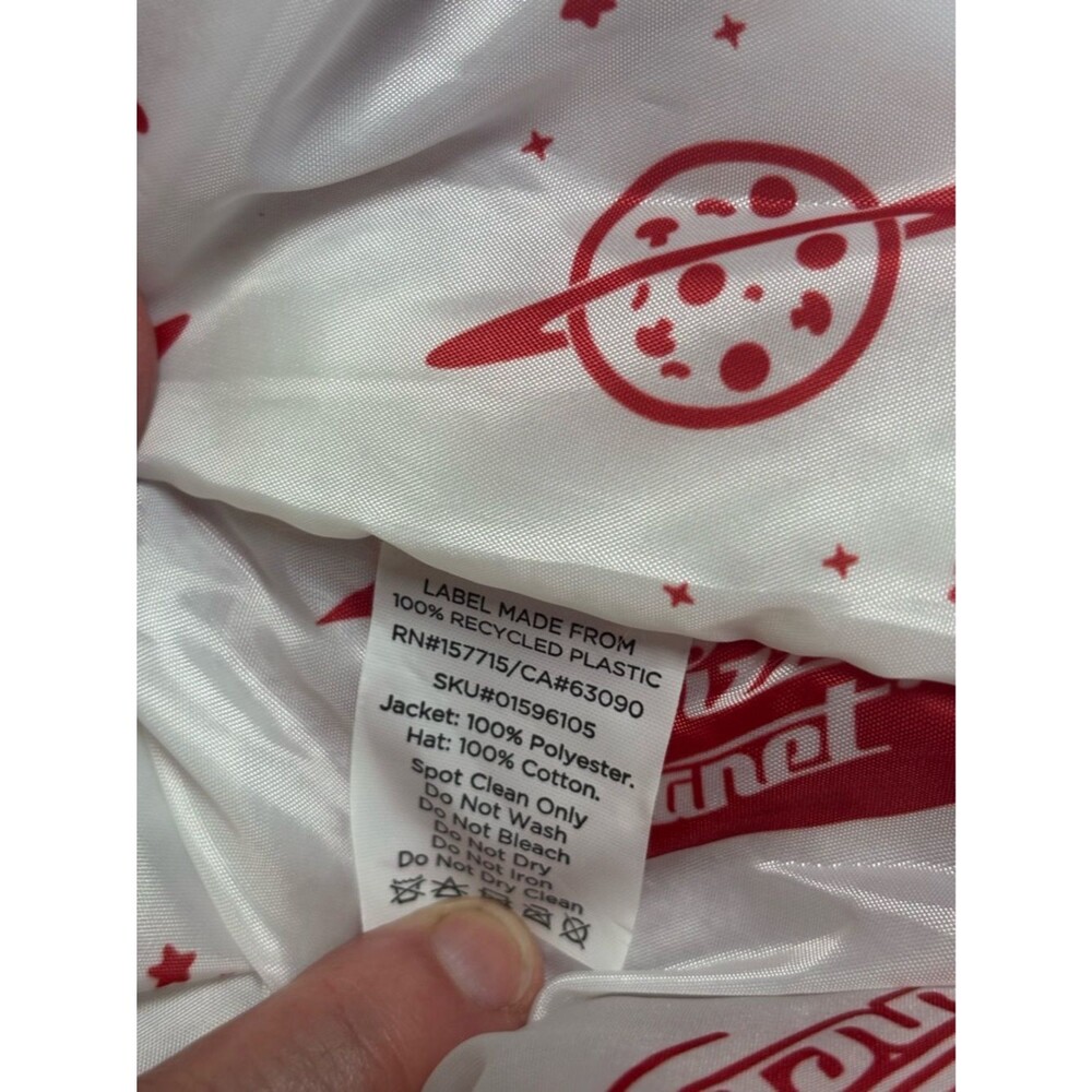 Disney Toy Story Red Bomber Jacket w/Pizza Planet Patch Men’s M Full Zip - Picture 10 of 10